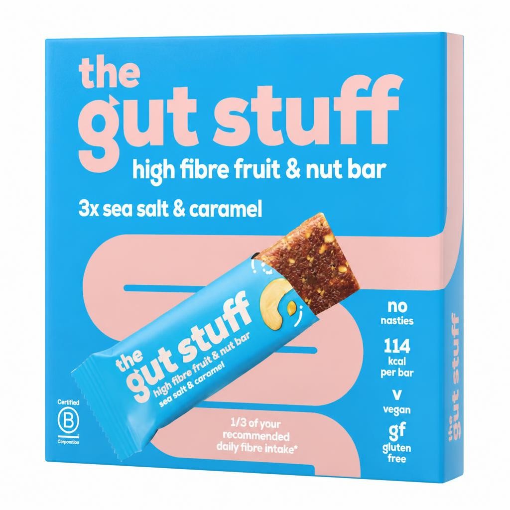 The Gut Stuff High Fibre Fruit & Nut Bar - Sea Salt & Caramel 3 x 35g