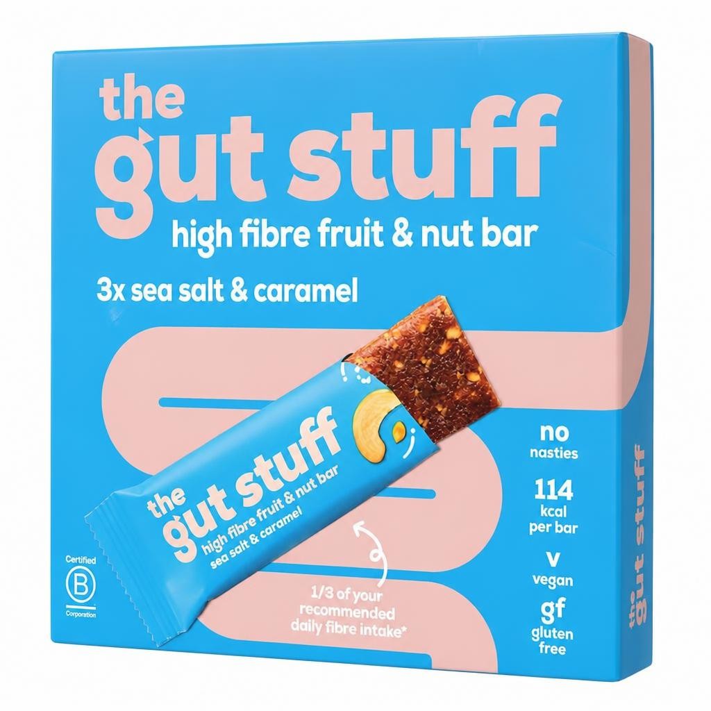 The Gut Stuff High Fibre Fruit & Nut Bar - Sea Salt & Caramel 3 x 35g