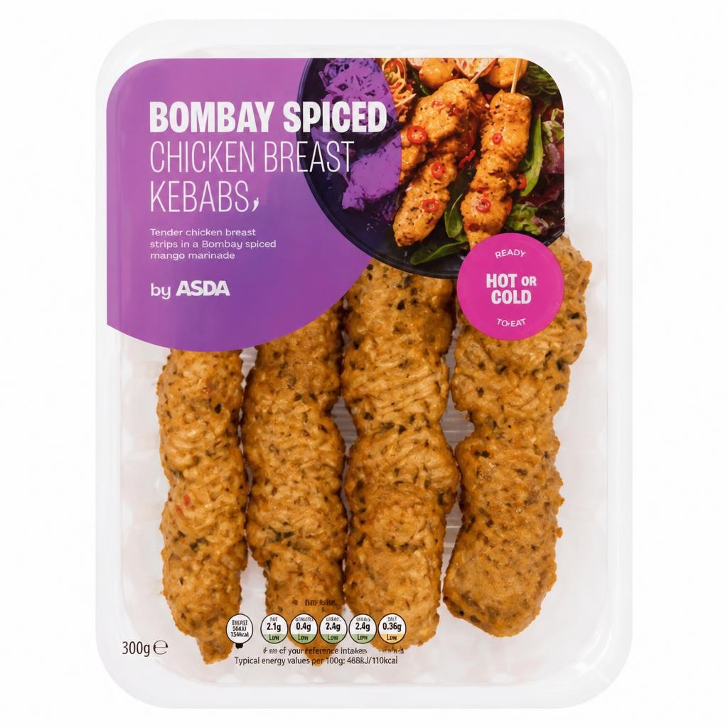 ASDA Bombay Spiced Chicken Breast Kebabs 300g