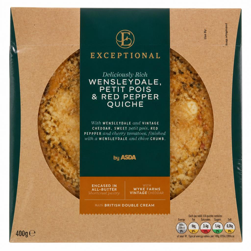 Exceptional by ASDA Wensleydale, Petit Pois & Red Pepper Quiche 400g