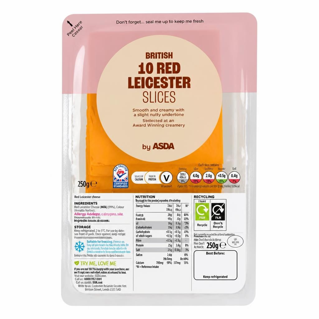 ASDA 10 British Red Leicester Slices 250g