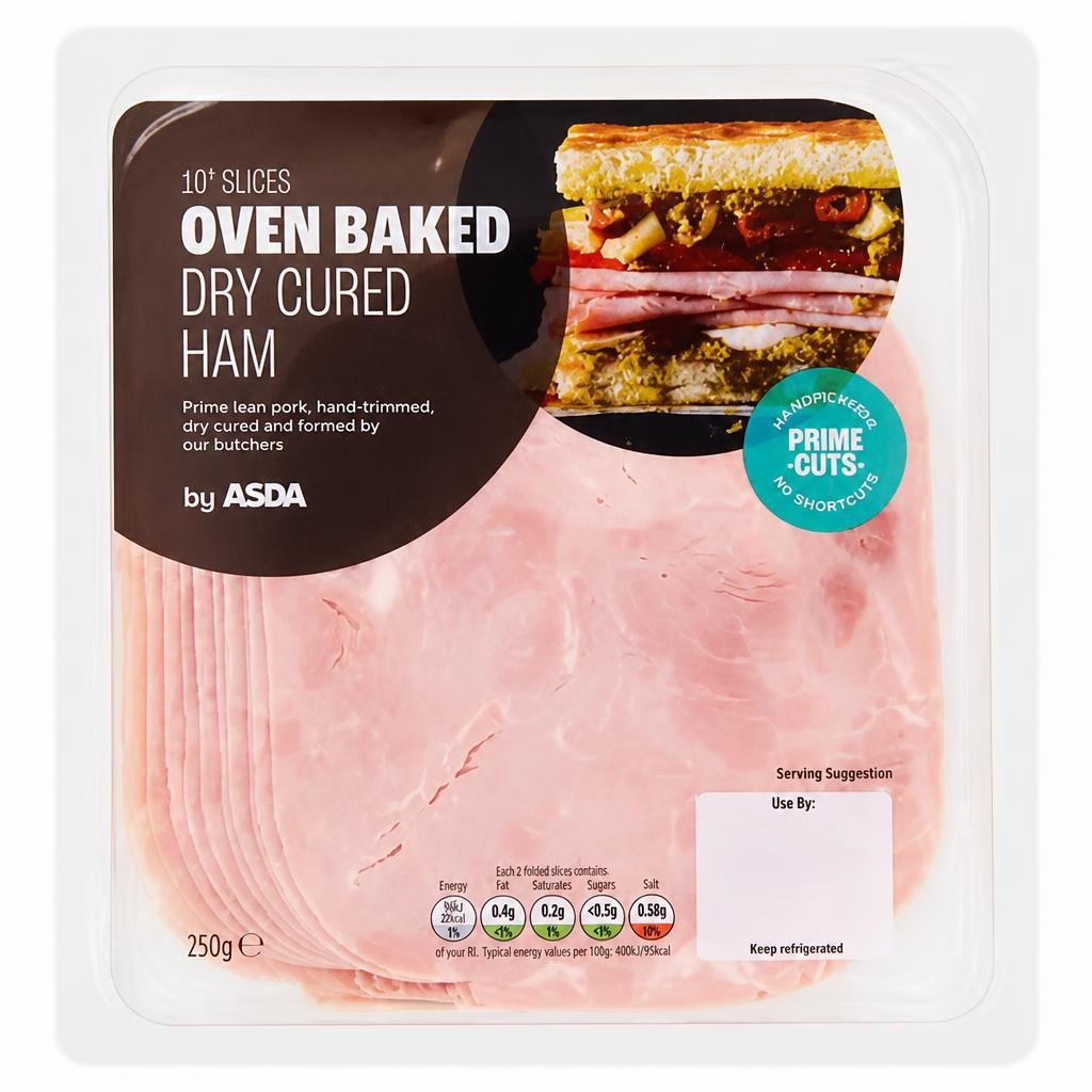 ASDA 10 Slices Oven Baked Dry Cured Ham 250g