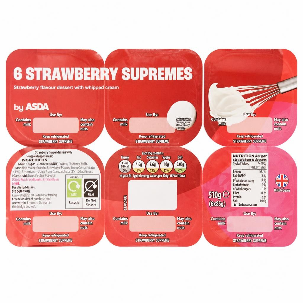 ASDA Strawberry Supremes 6 x 85g (510g)