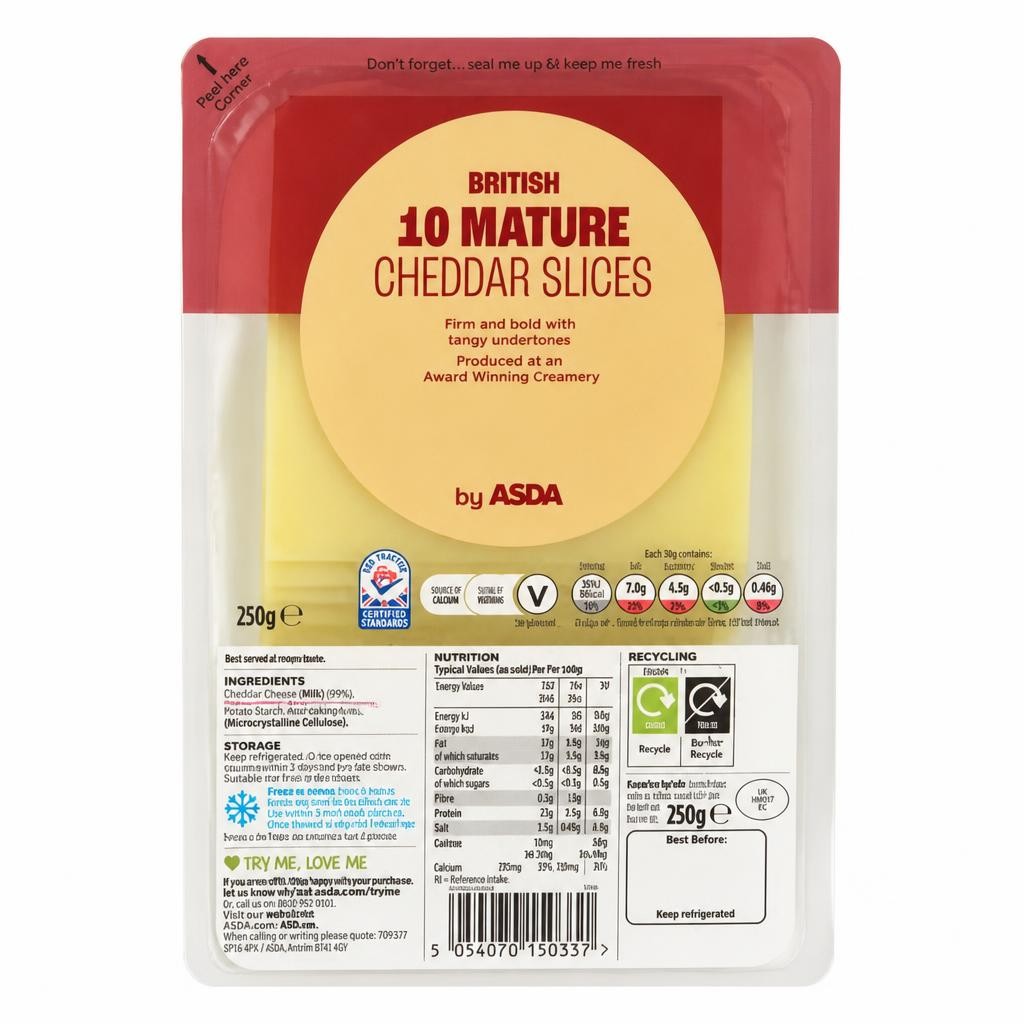 ASDA 10 British Mature Cheddar Slices 250g