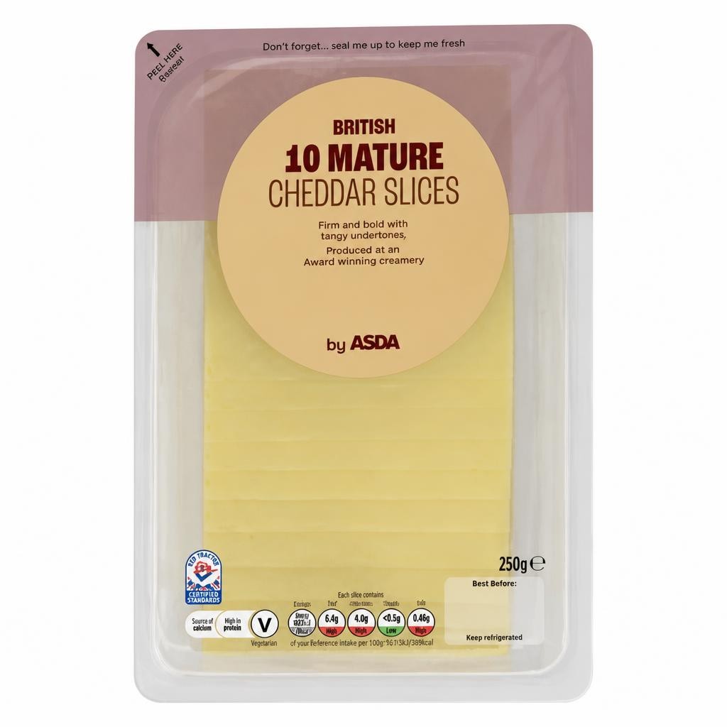 ASDA 10 British Mature Cheddar Slices 250g