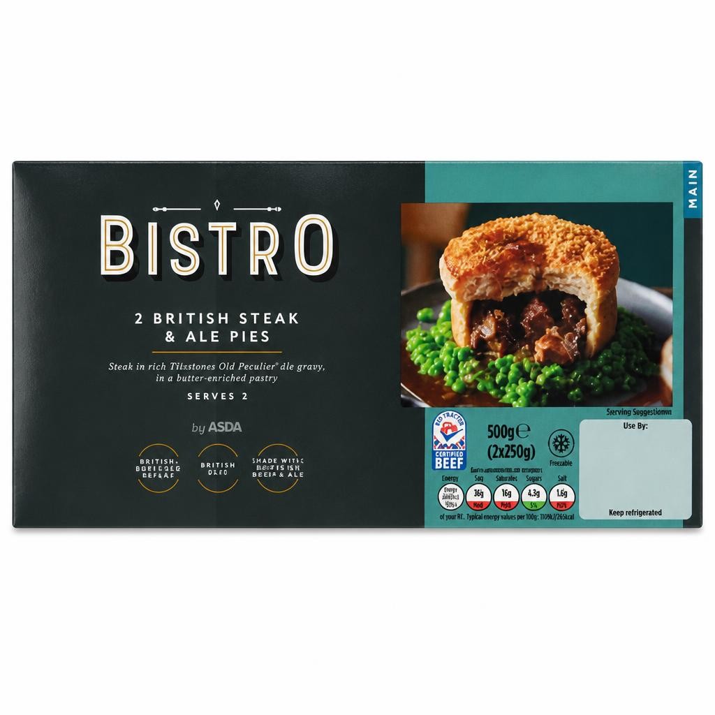 Bistro by ASDA Bistro 2 British Steak & Ale Pies 2 x 250g (500g)