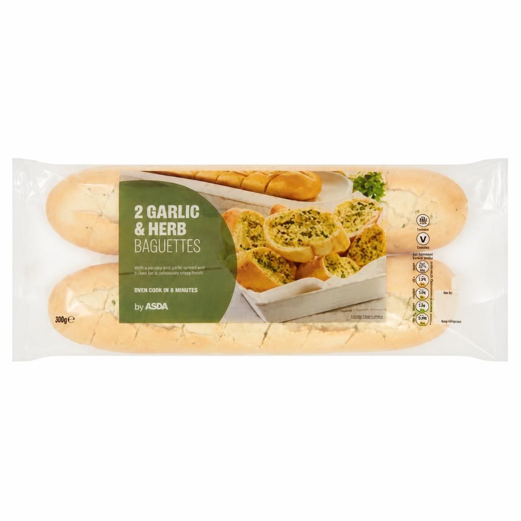 ASDA 2 Garlic & Herb Baguettes 400g