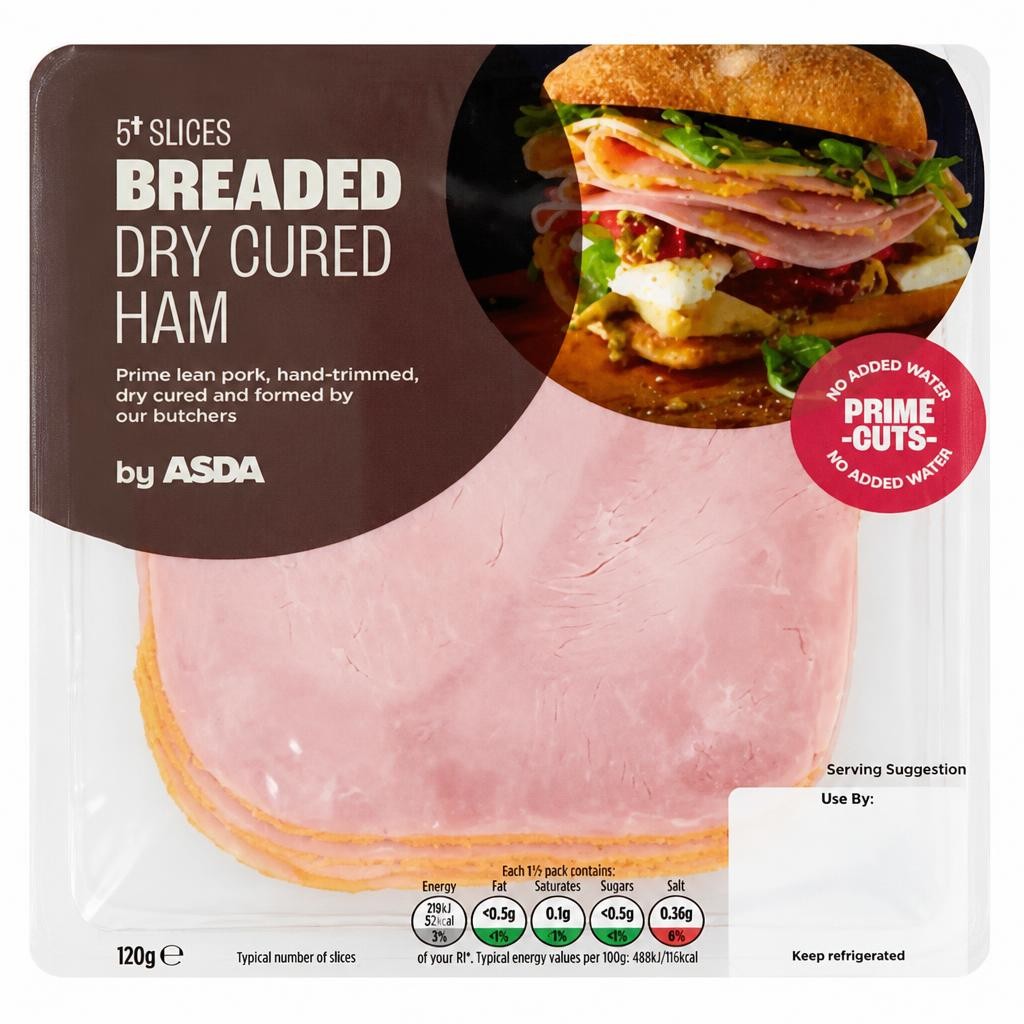 ASDA Breaded Dry Cured Ham 5 Slices 120g