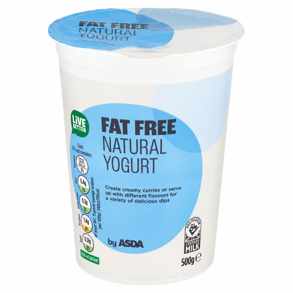 ASDA Fat Free Natural Yogurt 500g