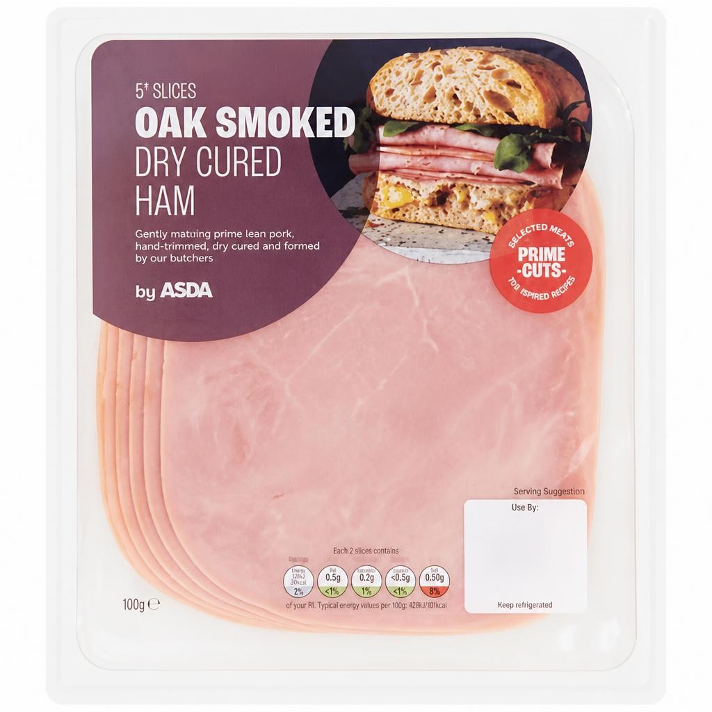 ASDA 5 Slices Oak Smoked Dry Cured Ham 120g