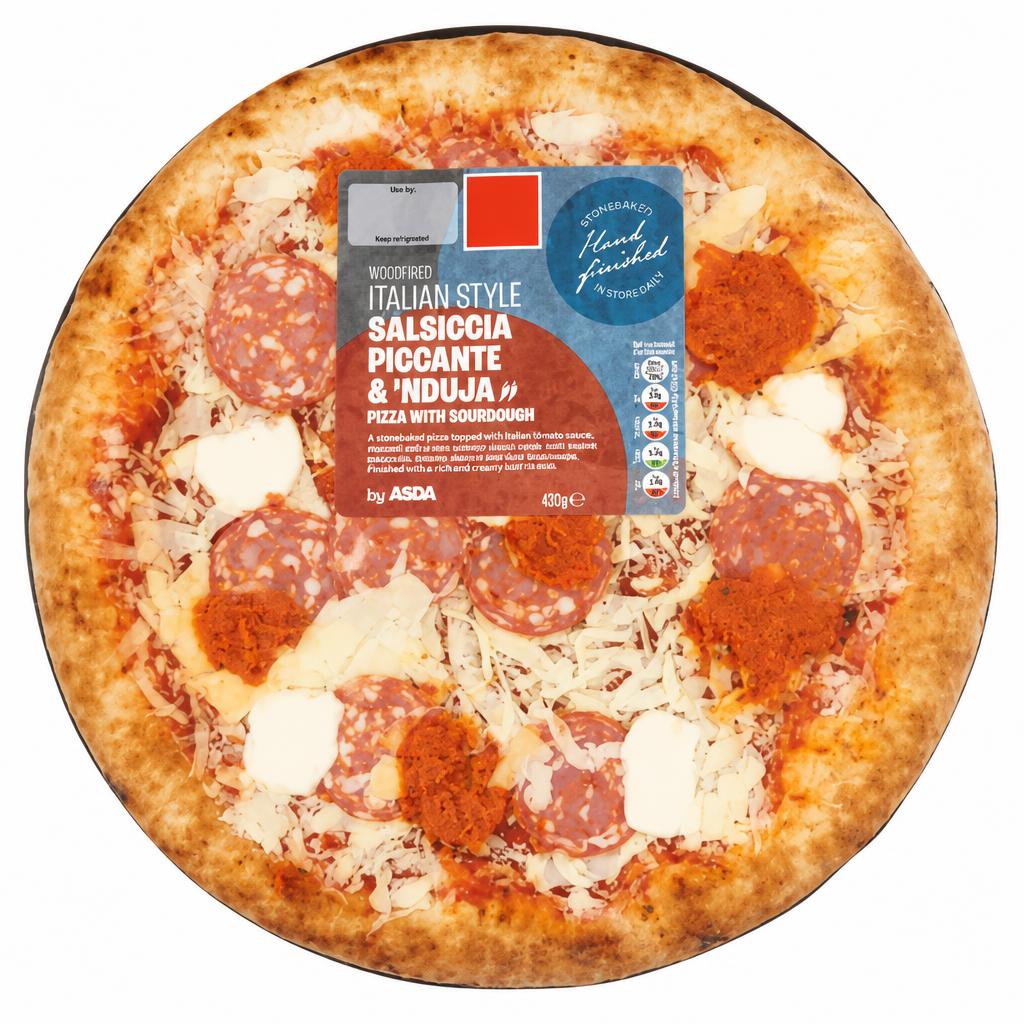 ASDA Woodfired Italian Style Salsiccia Piccante & 'Nduja Pizza with Sourdough 437g