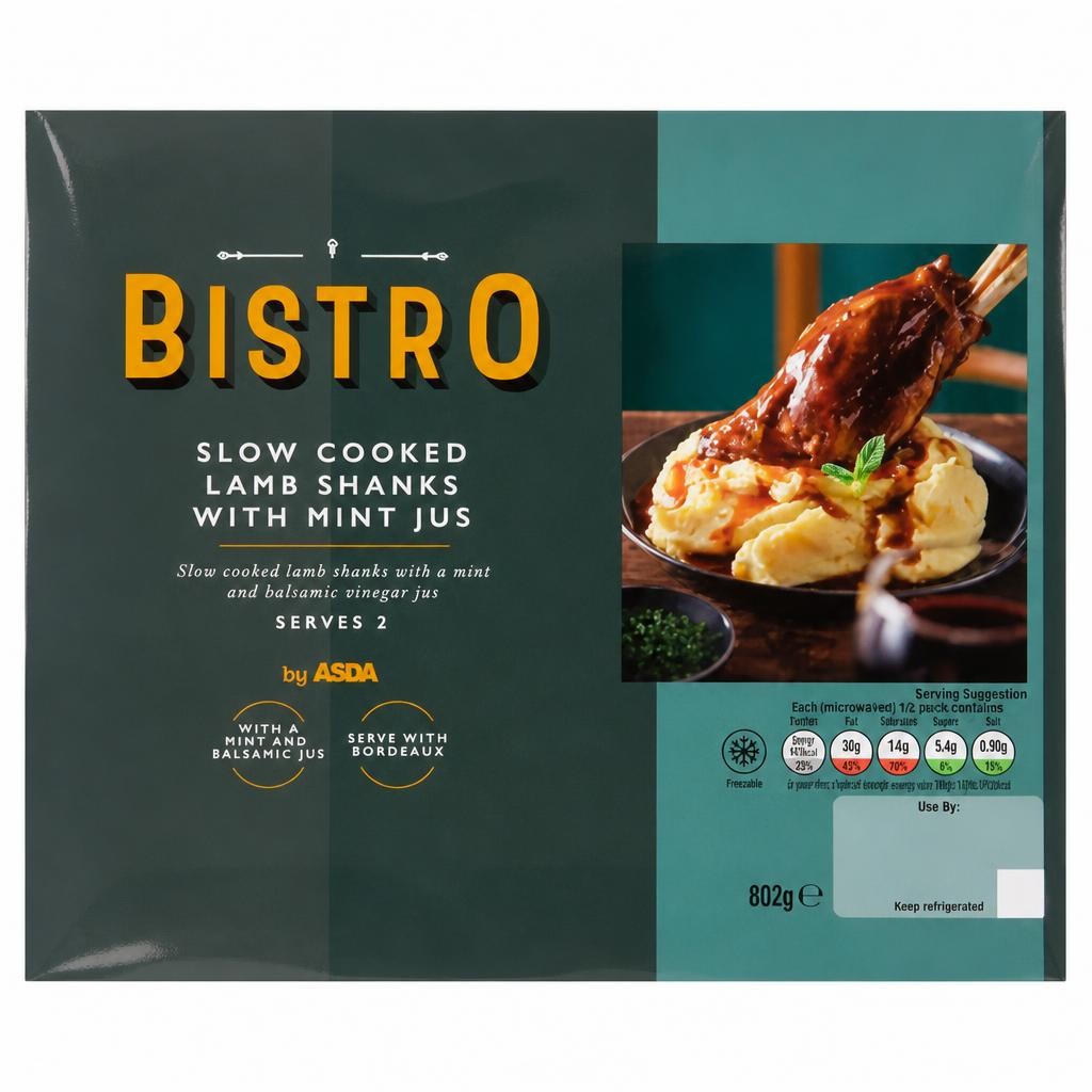 Bistro by ASDA Slow Cooked Lamb Shanks with Mint Jus 802g