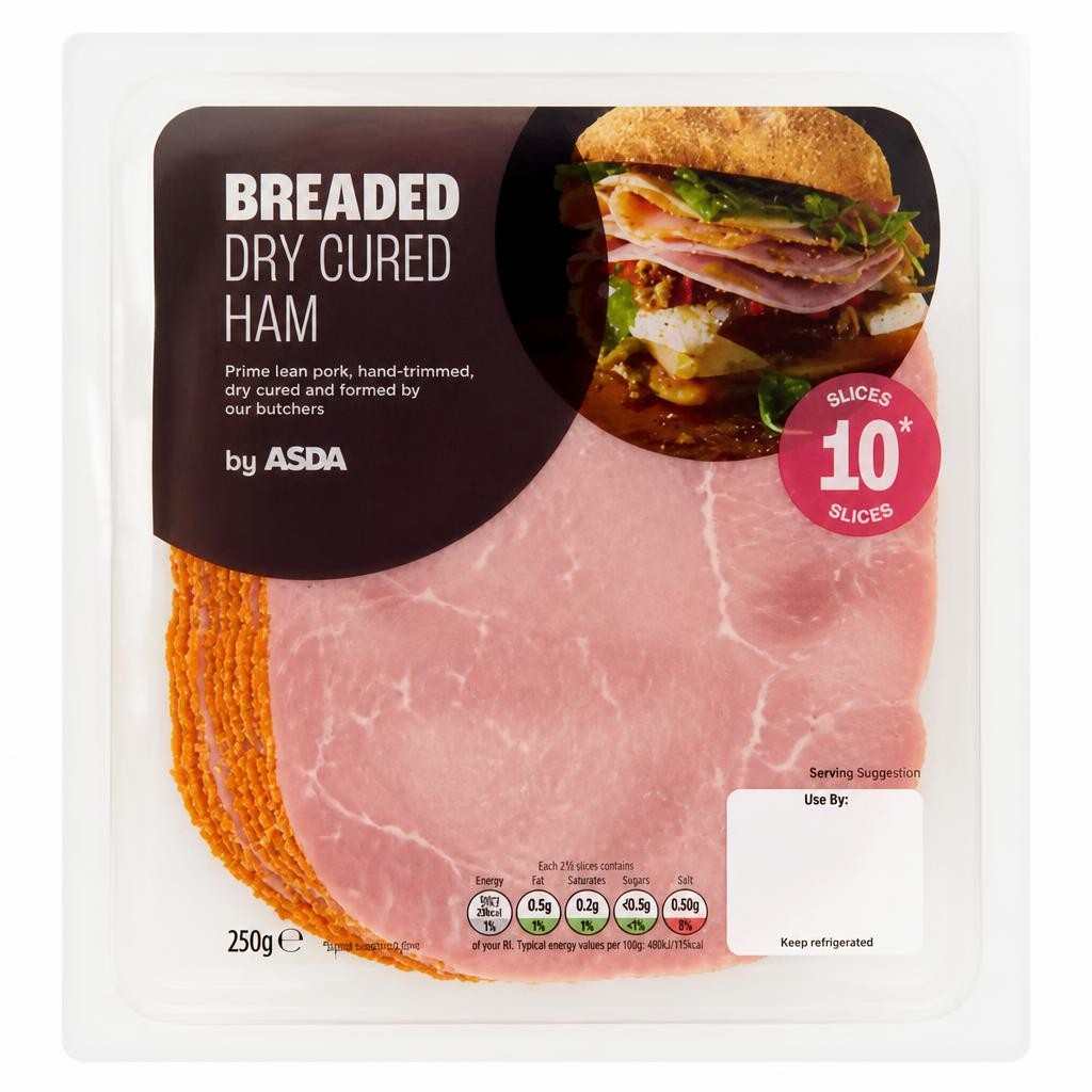 ASDA 10 Breaded Dry Cured Ham Slices 250g