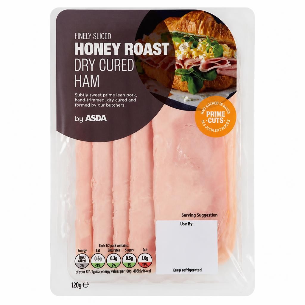 ASDA Finely Sliced Honey Roast Dry Cured Ham 120g