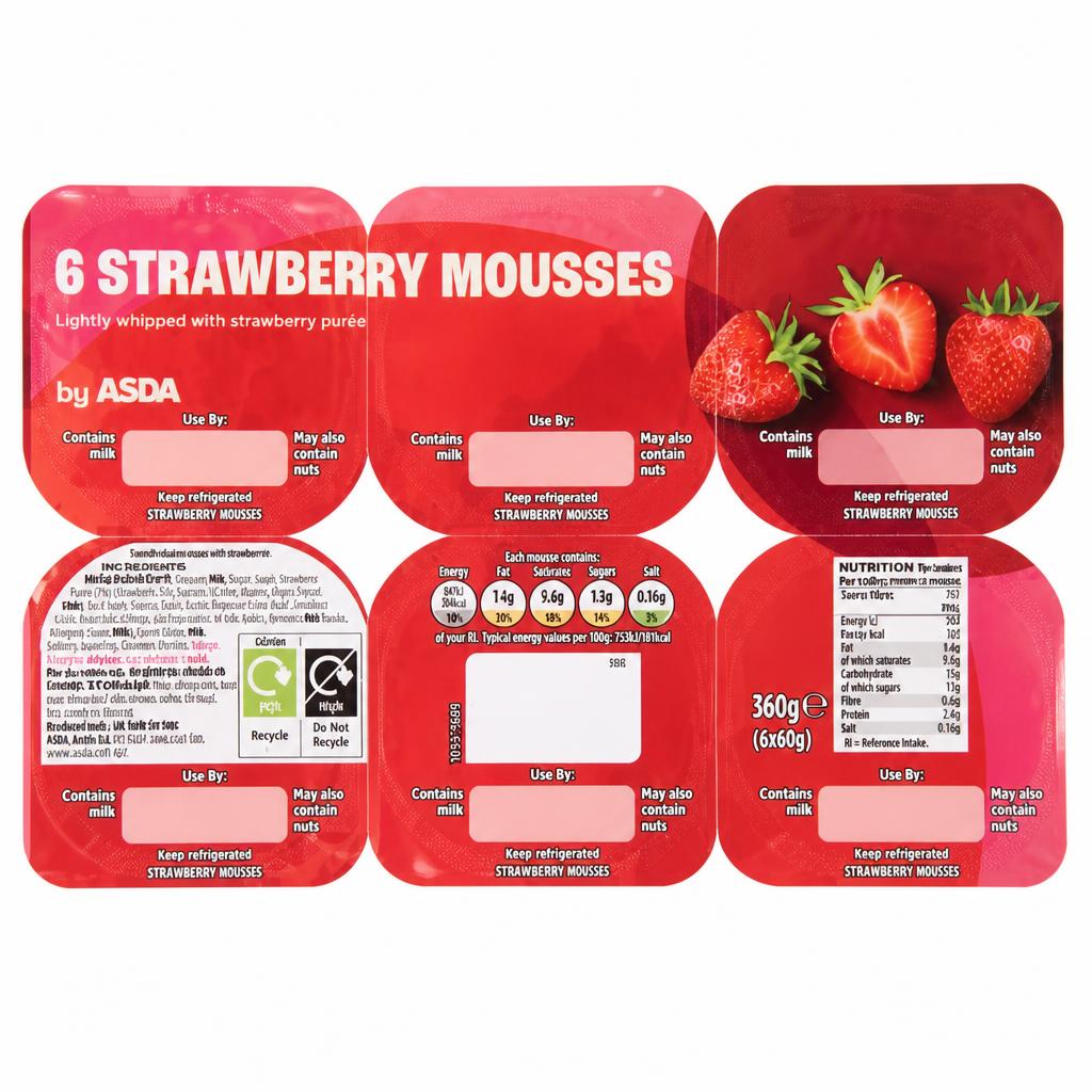 ASDA Strawberry Mousses 6 x 60g (360g)