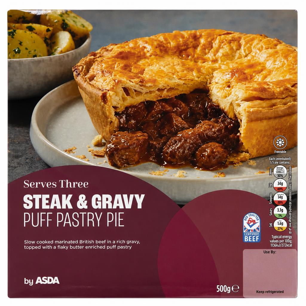 ASDA Steak & Gravy Puff Pastry Pie 500g