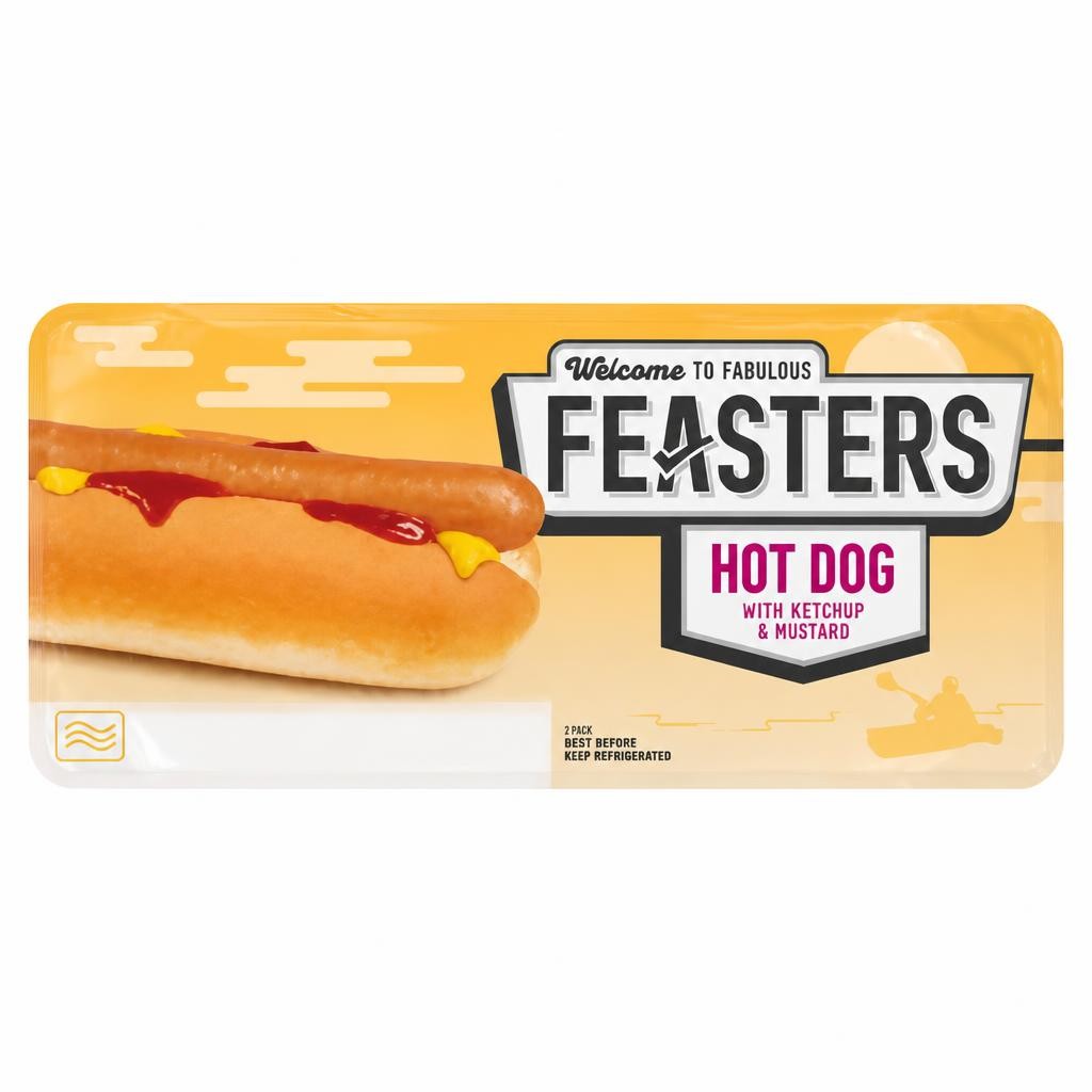 Feasters Hot Dog with Ketchup & Mustard 140g