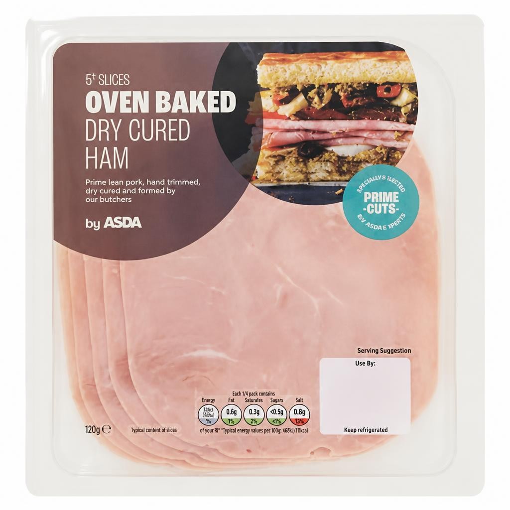 ASDA 5 Slices Oven Baked Dry Cured Ham 120g