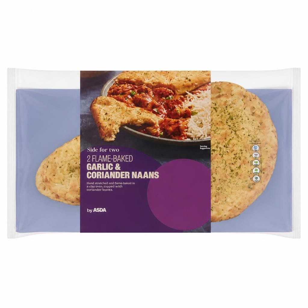 ASDA Side for Two 2 Flame - Baked Garlic & Coriander Naans 320g