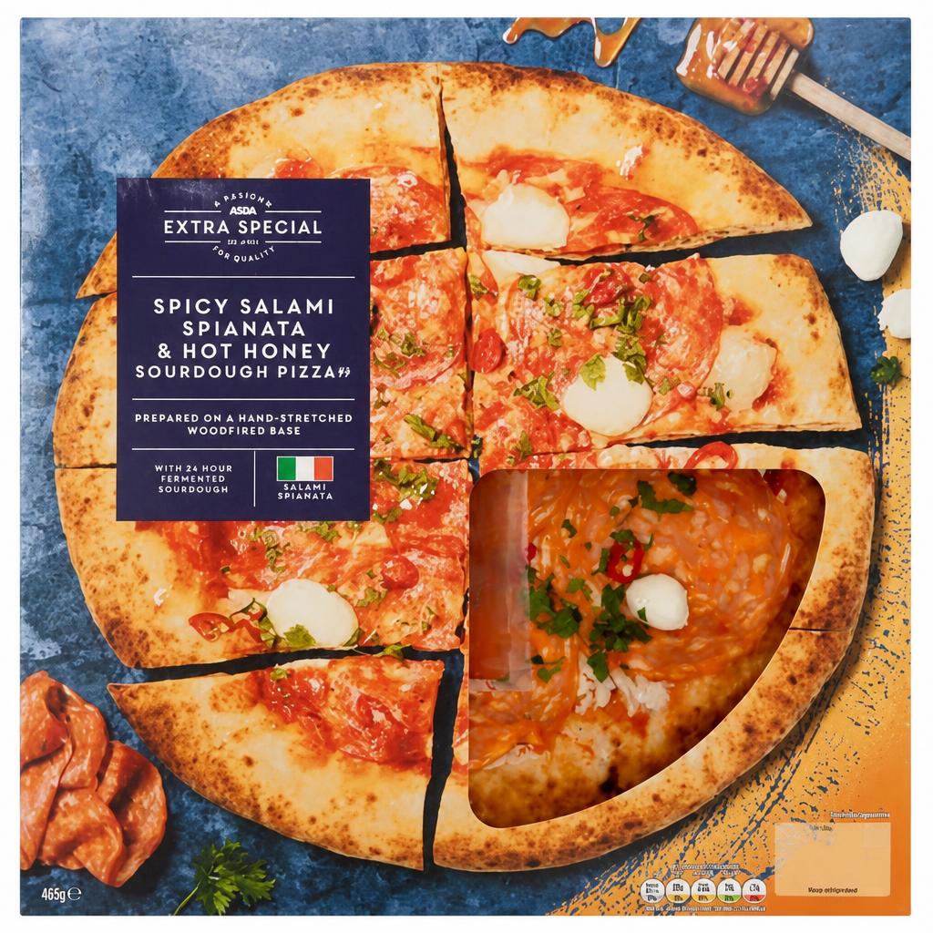 ASDA Extra Special Extra Special Spicy Salami Spianata & Hot Honey Sourdough Pizza 465g