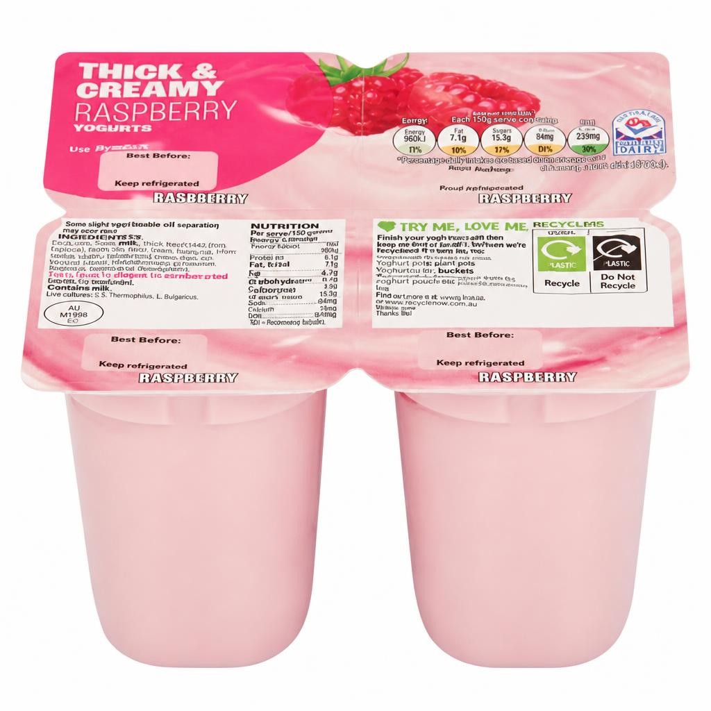 ASDA Raspberry Yogurts 4 x 125g (500g)
