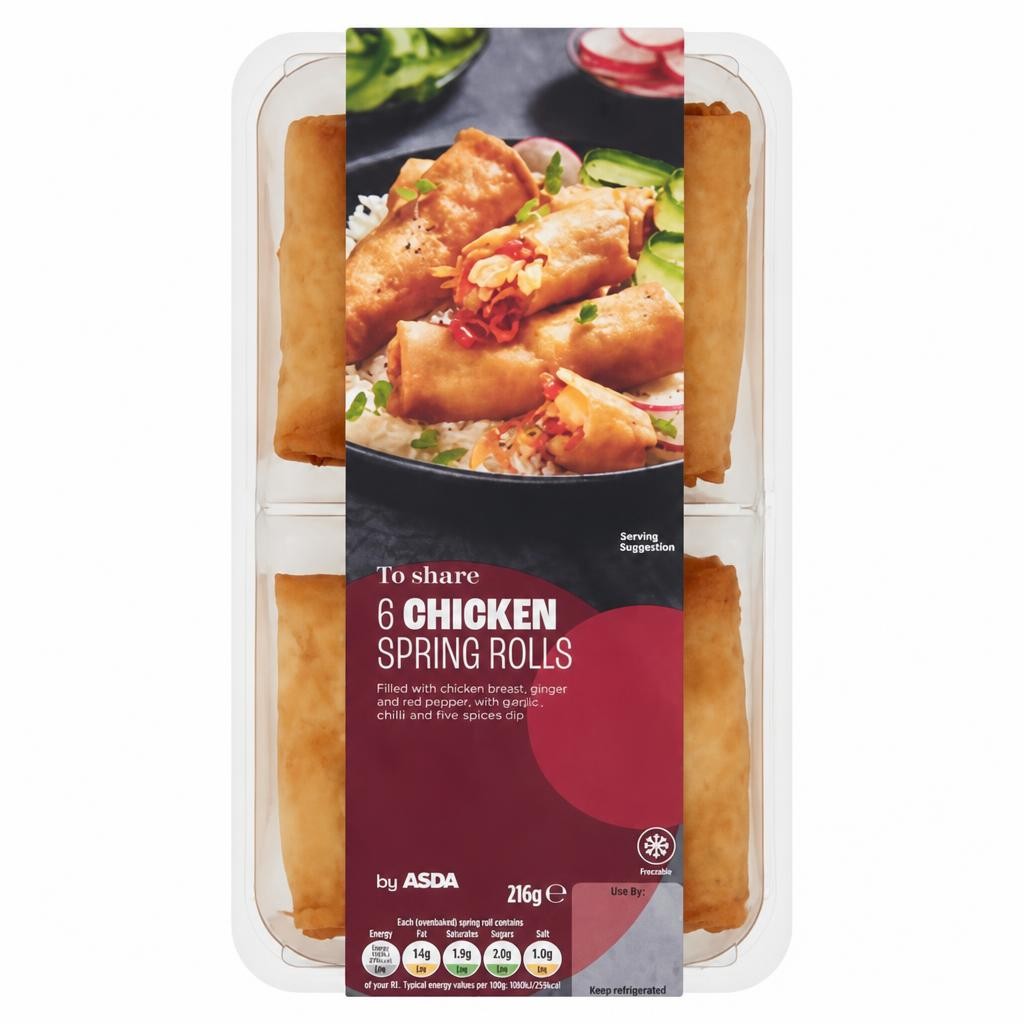 ASDA to Share 6 Chicken Spring Rolls 216g