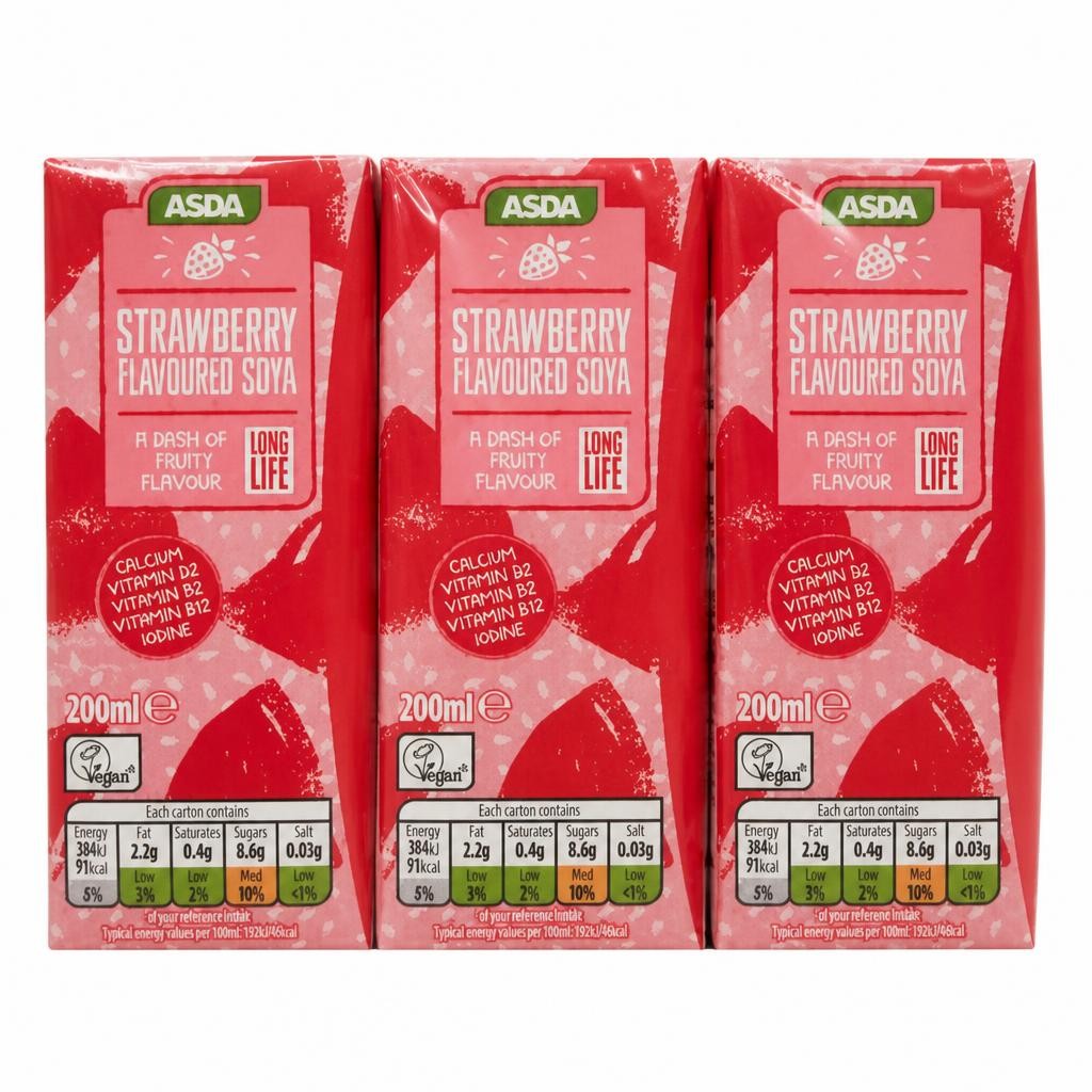 ASDA Free From Strawberry Flavoured Soya Drink 6 x 200ml