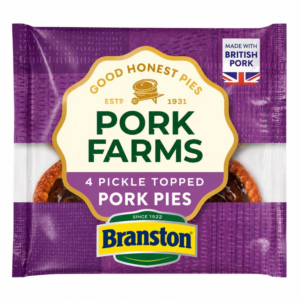 Pork Farms 4 Pickle Topped Pork Pies 200g