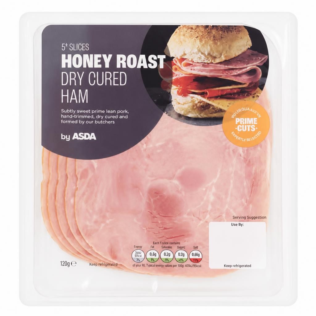 ASDA 5 Slices Honey Roast Dry Cured Ham 120g
