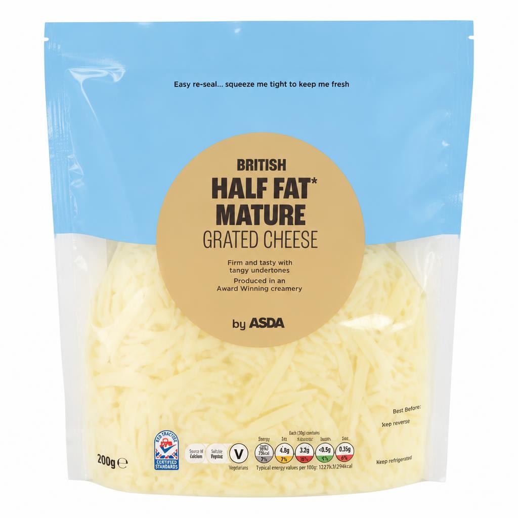 ASDA 50% Less Fat Mature Grated British Cheese 200g
