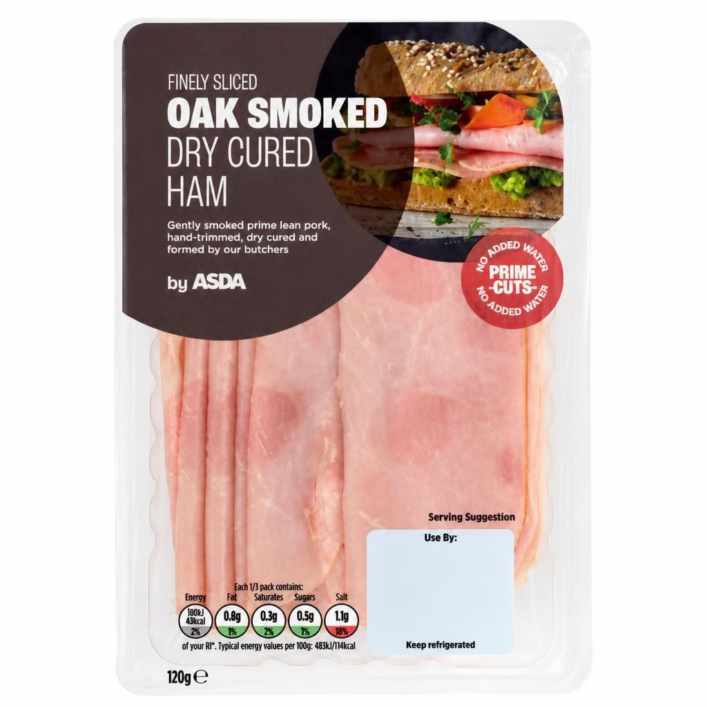 ASDA Finely Sliced Oak Smoked Dry Cured Ham 120g