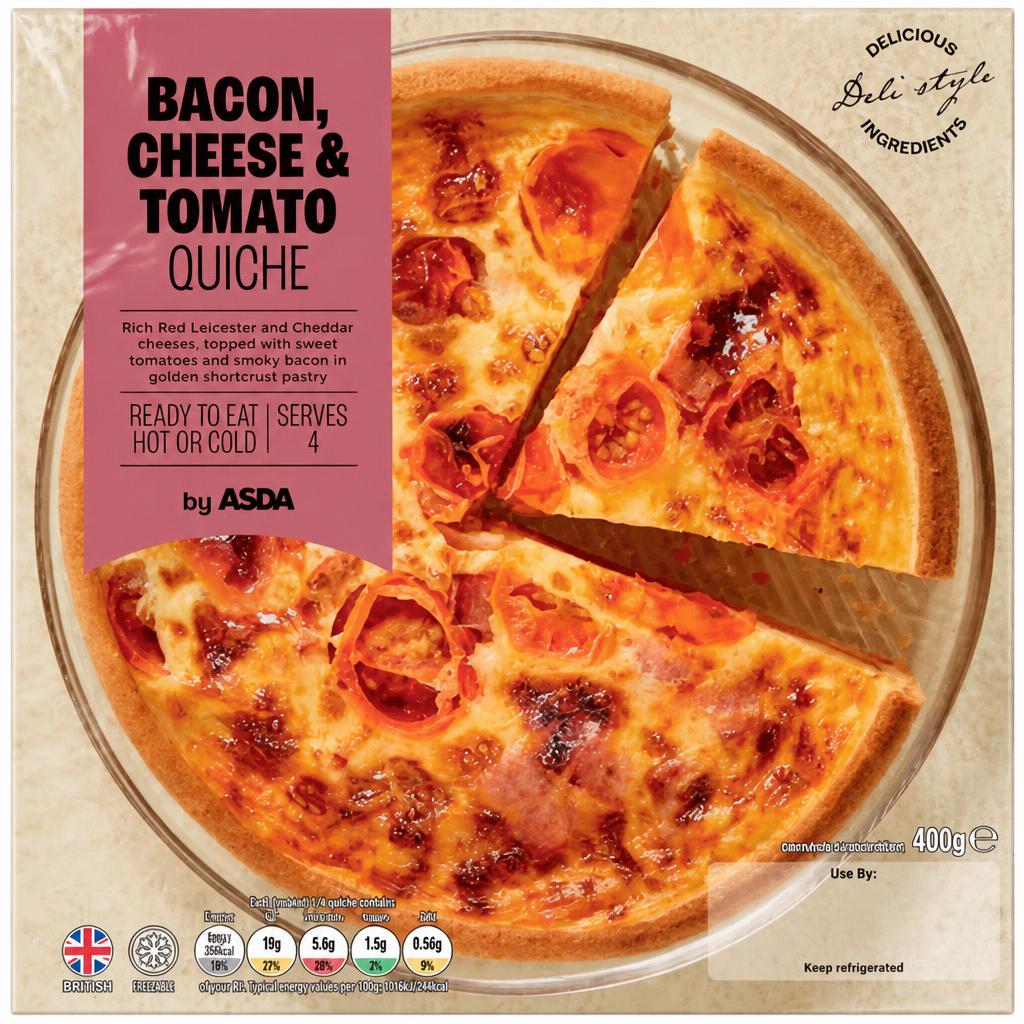 ASDA Bacon, Cheese & Tomato Quiche 400g