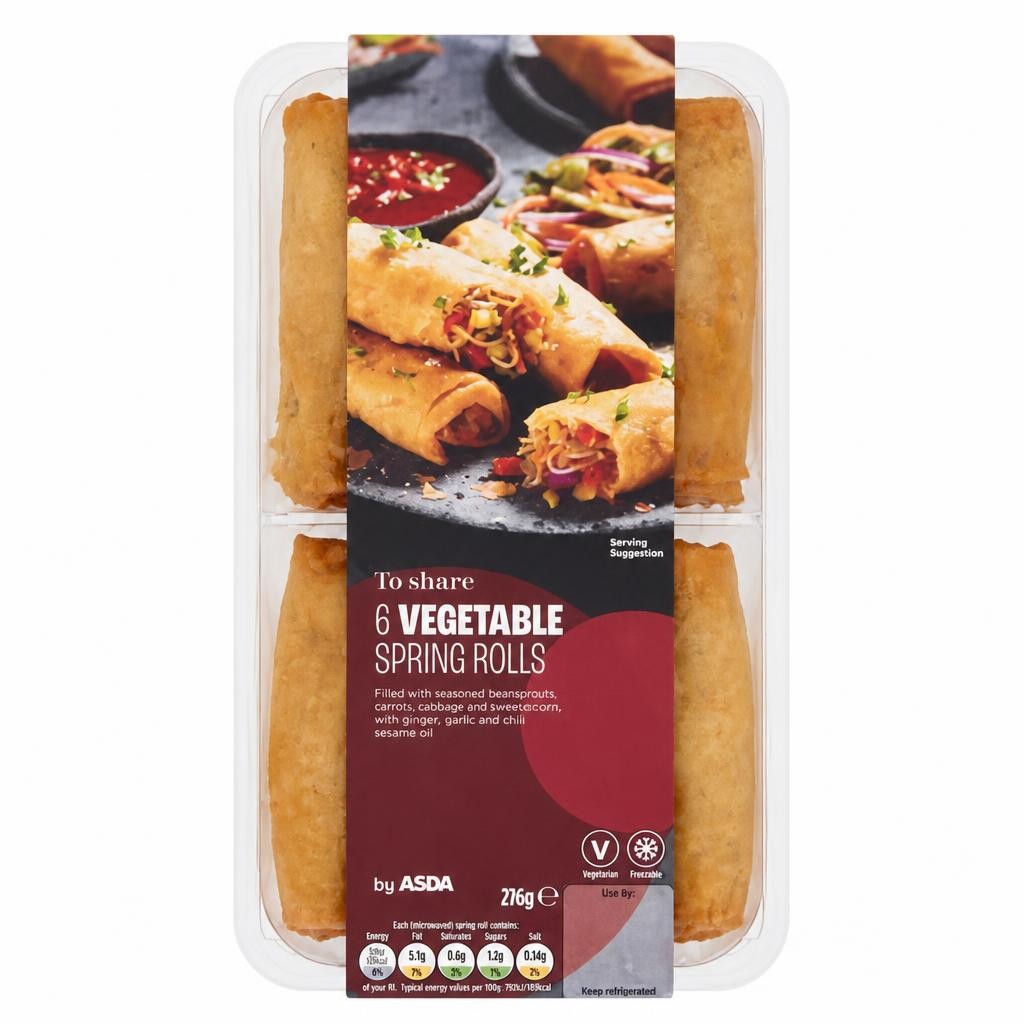 ASDA to Share 6 Vegetable Spring Rolls 216g