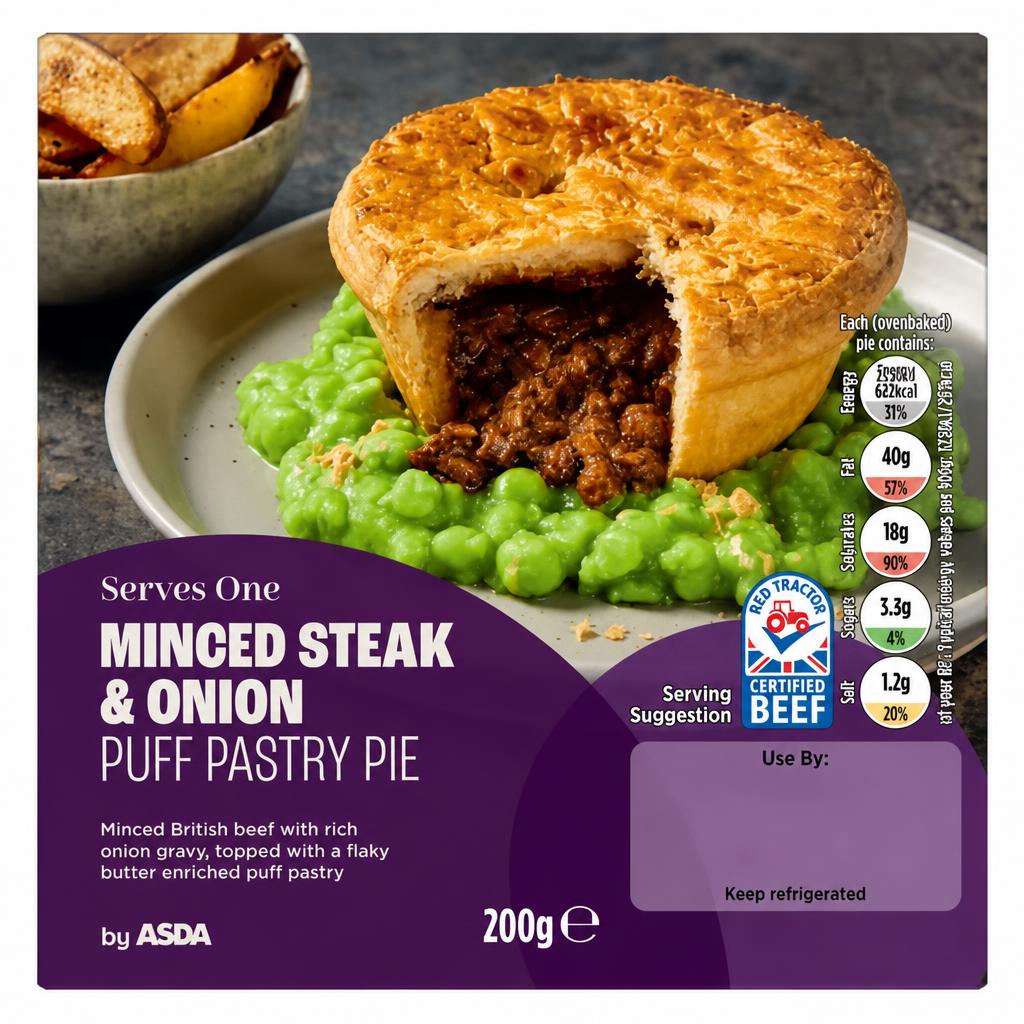 ASDA Minced Steak & Onion Puff Pastry Pie 200g