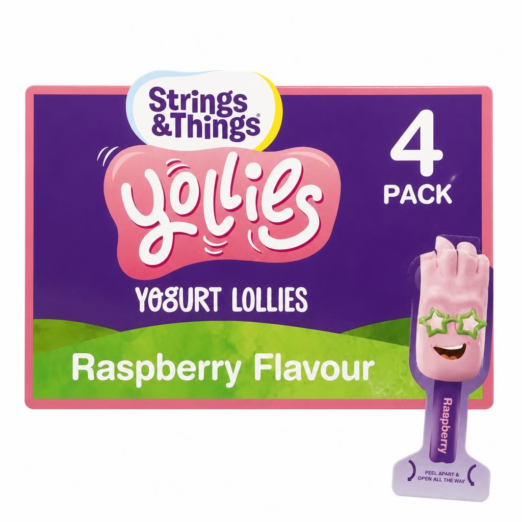 Strings & Things Yollies Yogurt Lollies Raspberry Flavour 100g (4 x 25g)