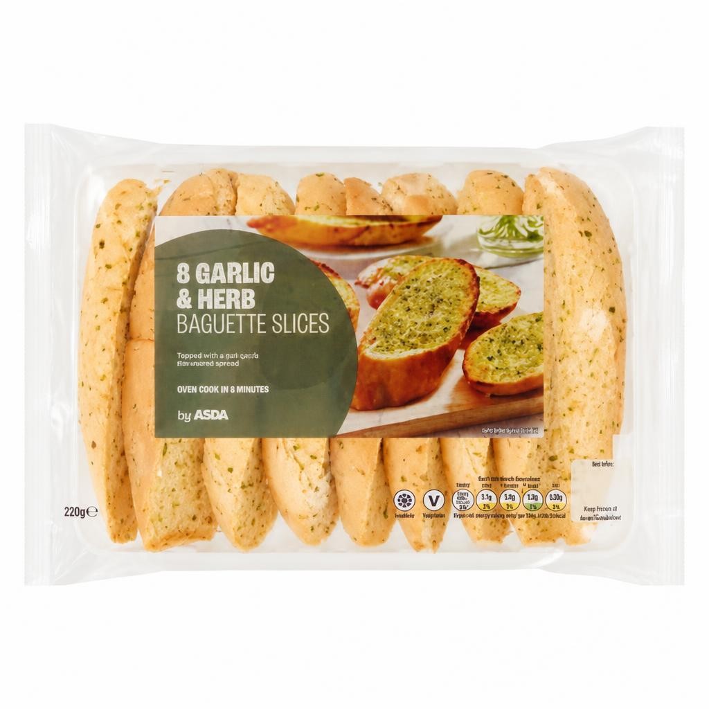 ASDA 8 Garlic & Herb Baguette Slices 220g
