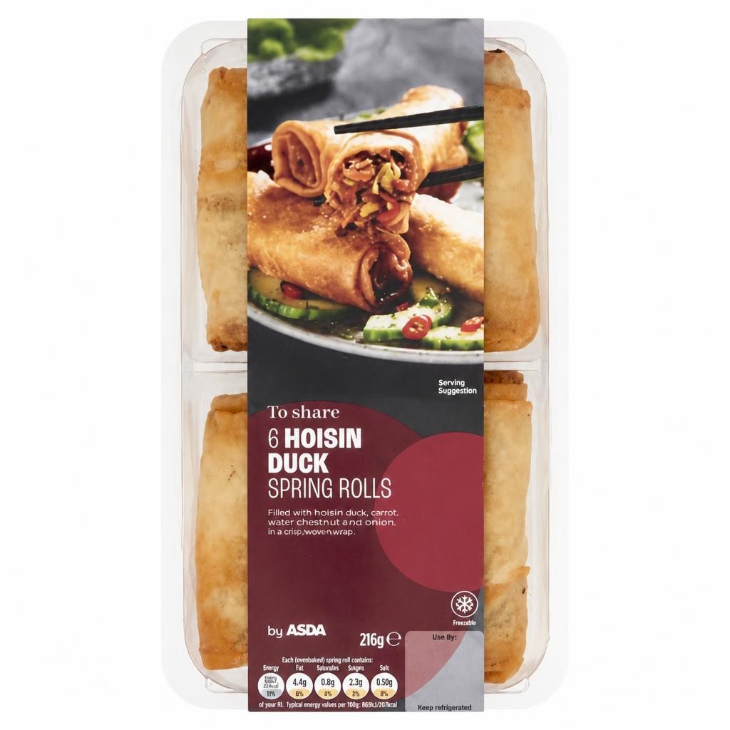 ASDA 6 Hoisin Duck Spring Rolls 216g