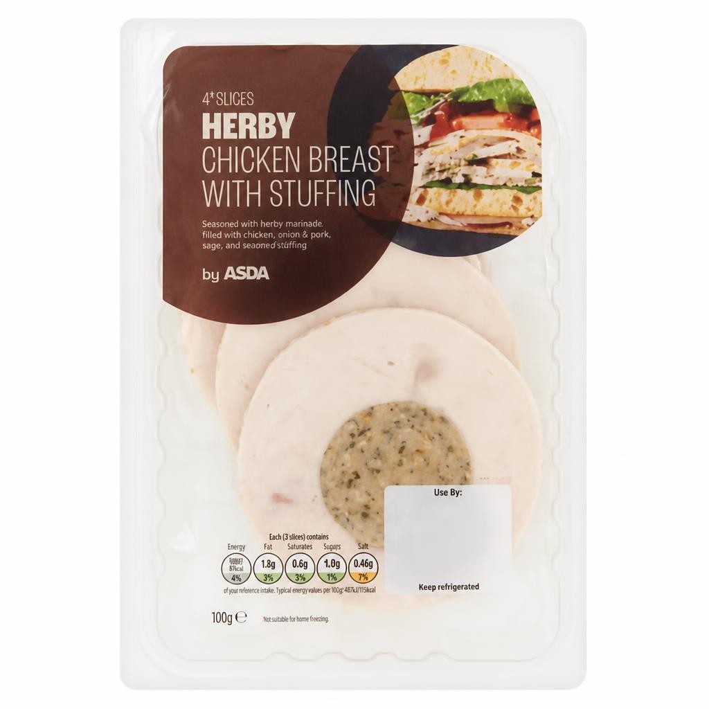 ASDA Herby Chicken Breast with Stuffing 4 Slices 120g