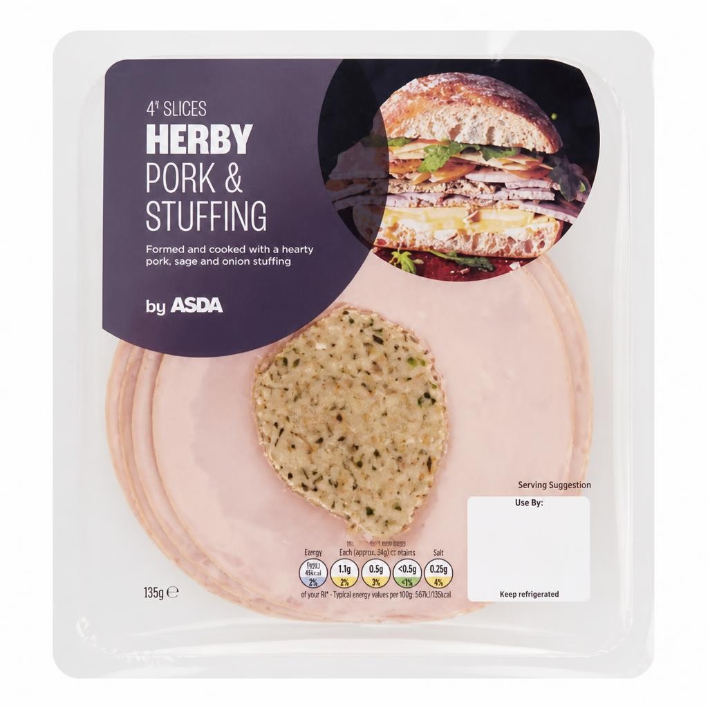 ASDA 4 Slices Herby Pork & Stuffing 130g