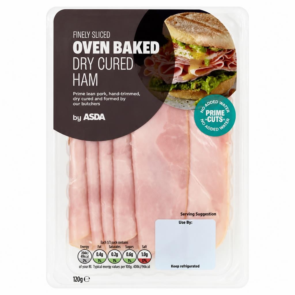 ASDA Finely Sliced Oven Baked Dry Cured Ham 120g