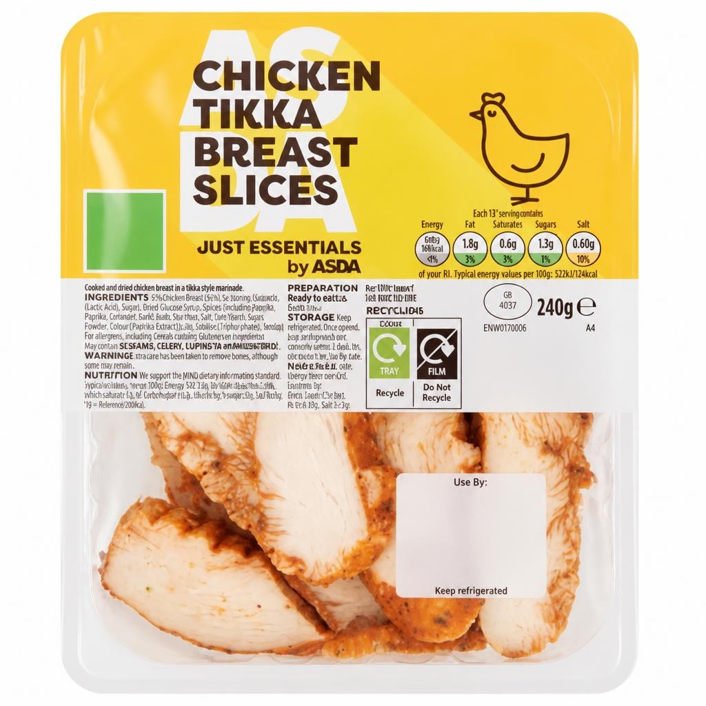 ASDA Just Essentials Chicken Tikka Breast Slices 240g