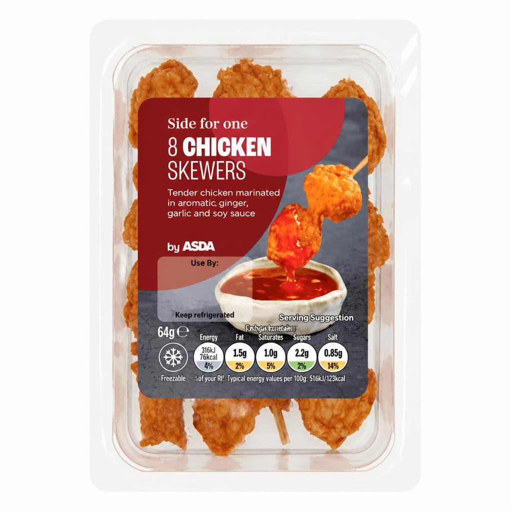 ASDA Side for One 8 Chicken Skewers 64g