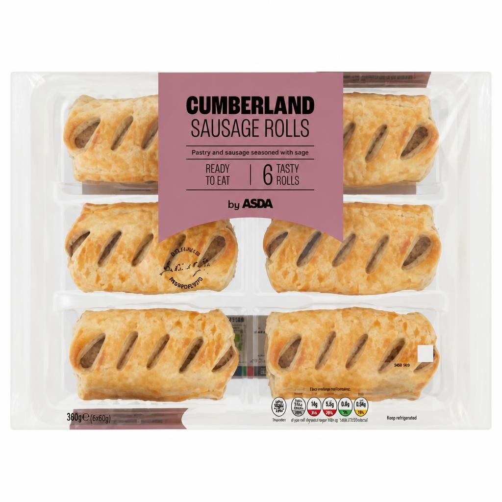 ASDA Cumberland Sausage Rolls 6 x 60g (360g)