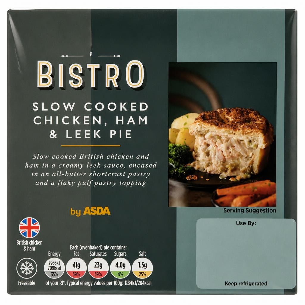 Bistro by ASDA Bistro by  Slow Cooked Chicken, Ham & Leek Pie 250g