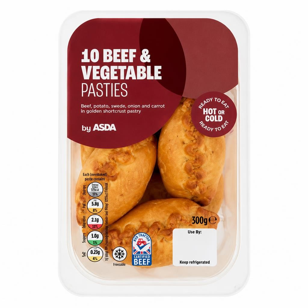 ASDA 10 Beef & Vegetable Pasties 300g