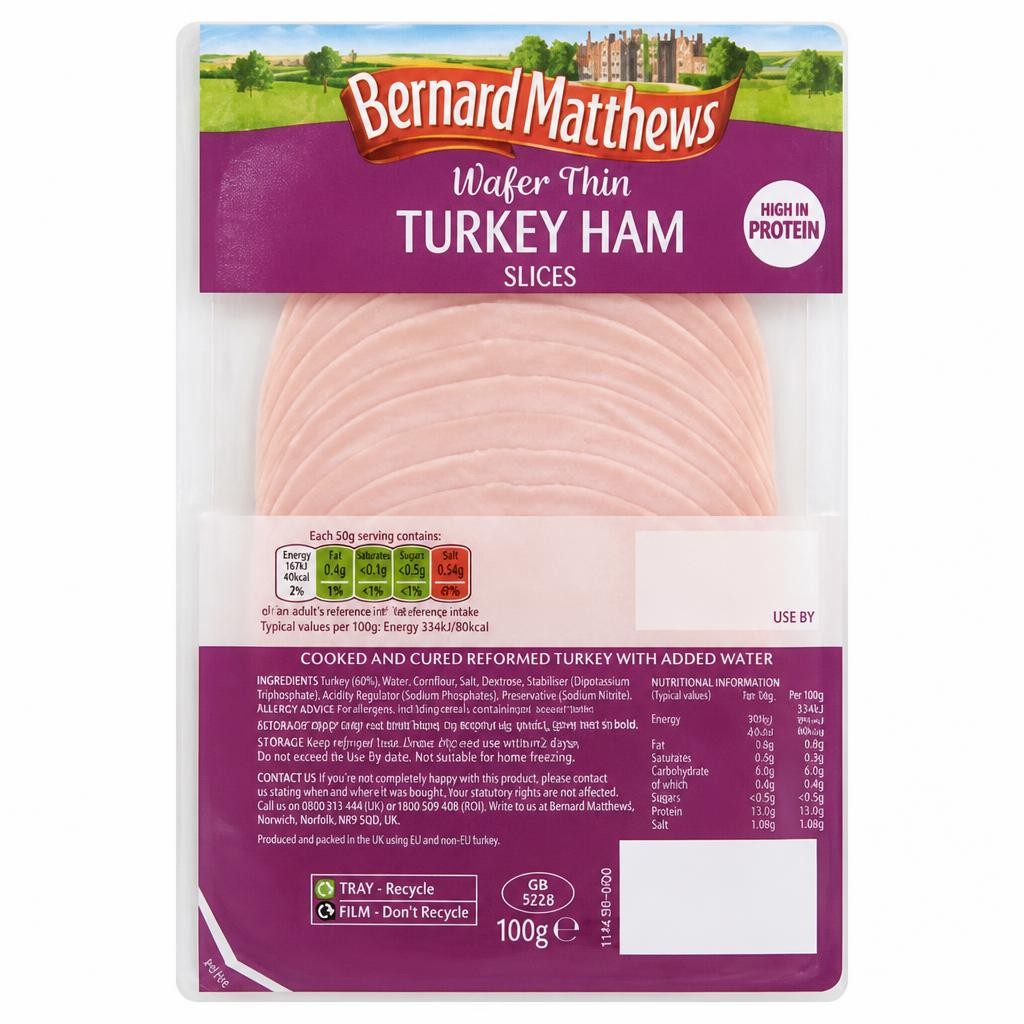 Bernard Matthews ready to eat Wafer Thin Turkey Ham Slices 100g