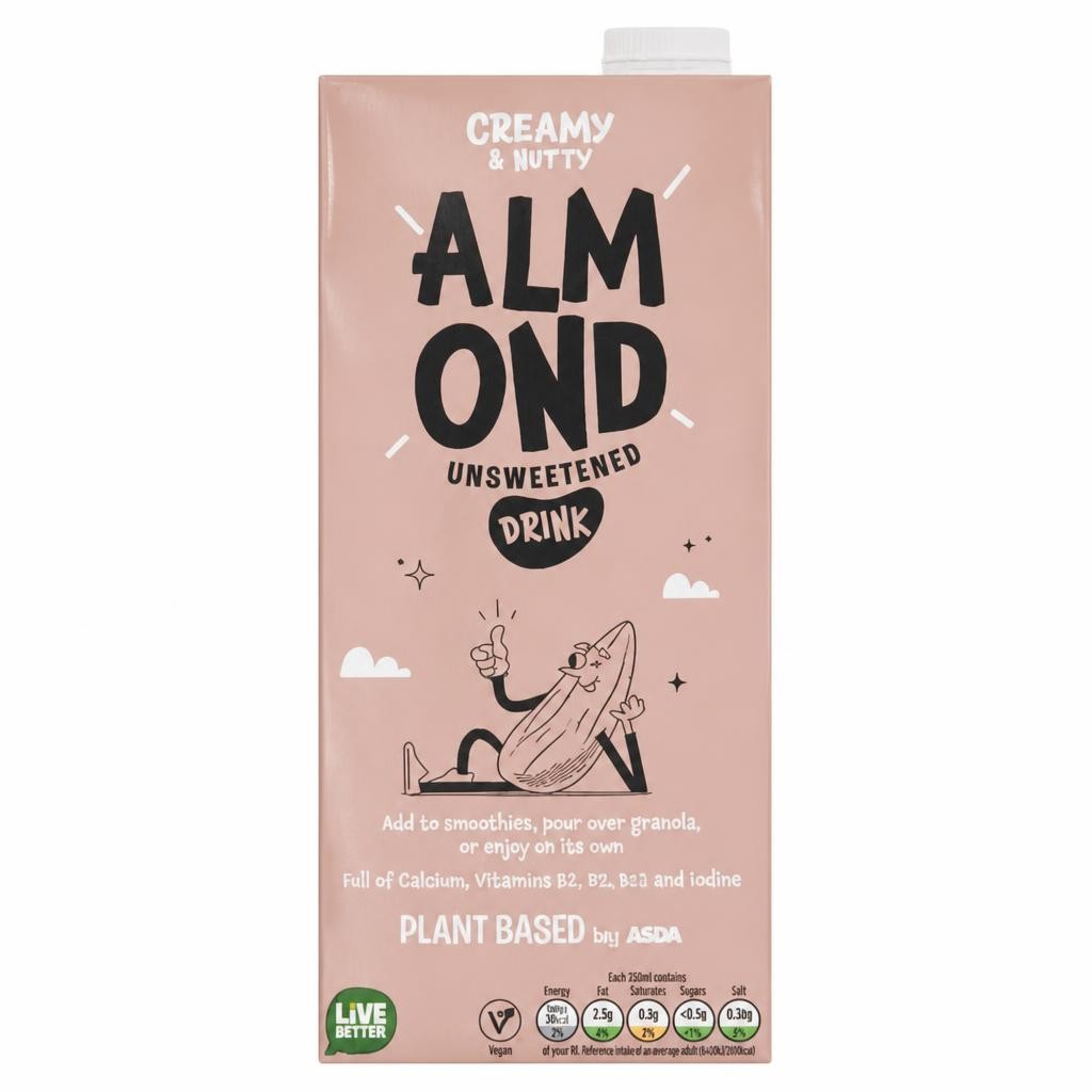 Plant Based by ASDA Almond Unsweetened Drink 1 Litre