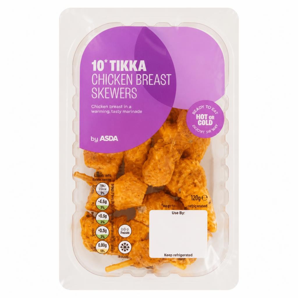 ASDA 10 Tikka Chicken Breast Skewers 120g