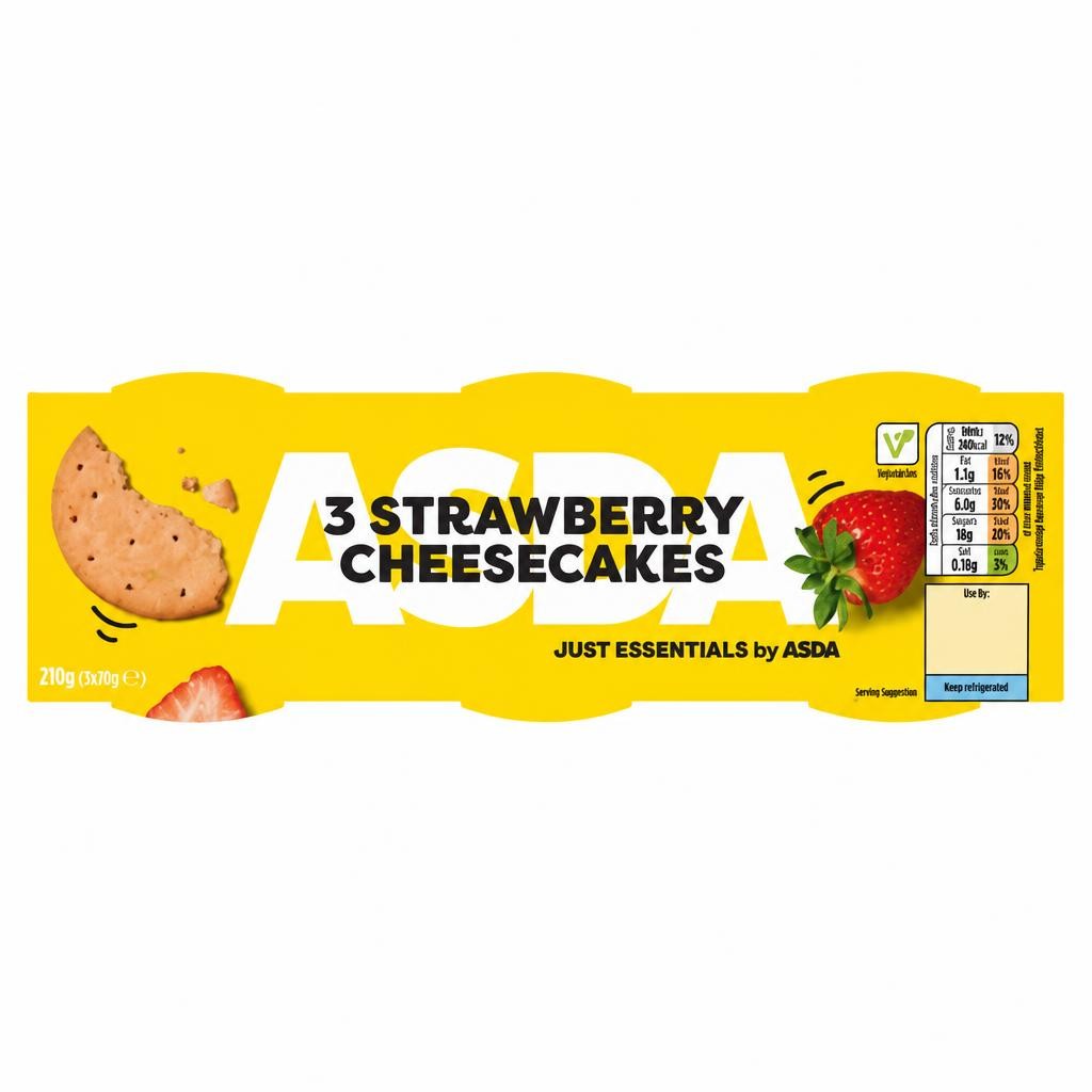 JUST ESSENTIALS by ASDA Just Essentials 3 Strawberry Cheesecakes 3 x 90g (270g)