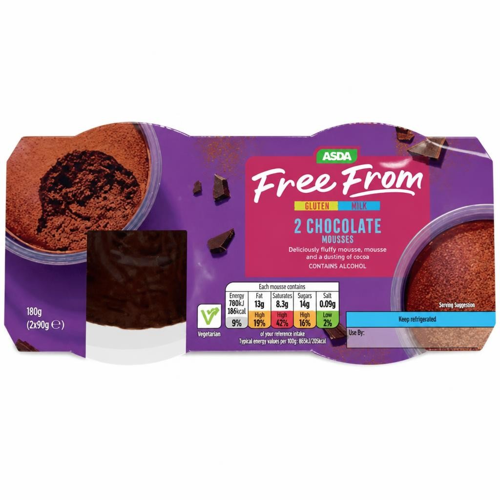 ASDA Free From Free From Chocolate Mousses 2 x 90 (180g)